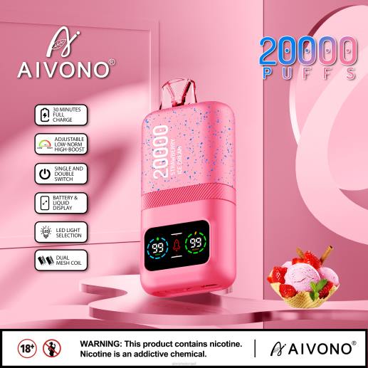 גלידת תותים Aivono AIM magic 20000 6D2280 | Aivono Vape Review